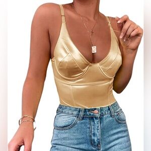 NEW W BAG Gold Underwire Bodysuit